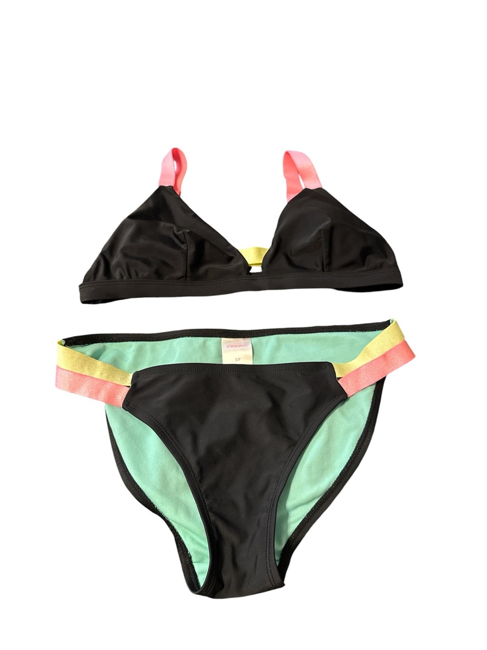 Xhilaration Black Bikini with Pink, Yellow and Mint Accents